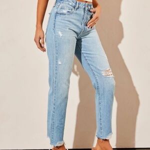 Hidden Vergara Cropped Distressed High Rise Jeans